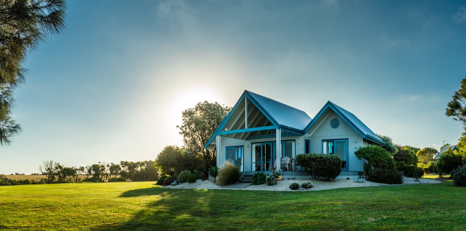 A single-family home at dusk